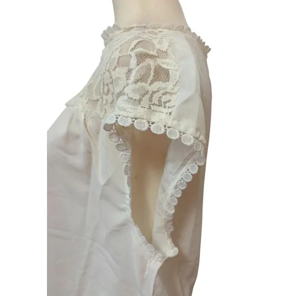 Misslook White Lace Size XL Crochet Trim Cap Sleeve Blouse Tops Boho - Picture 5 of 8